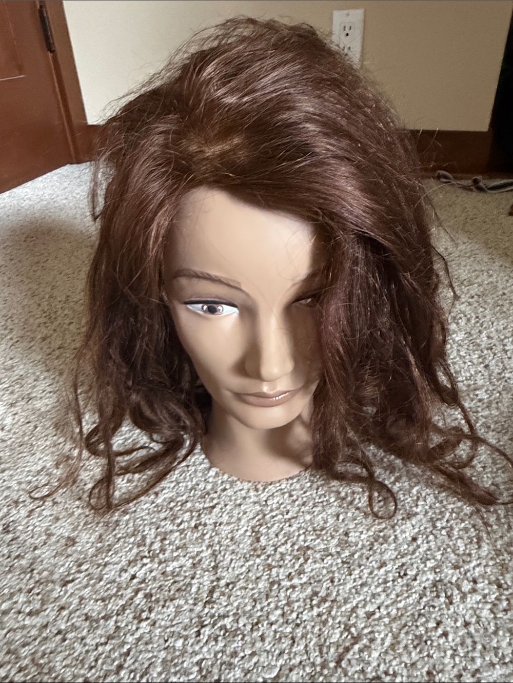 Natural Brown human hair styling mannequin-pivot point viola